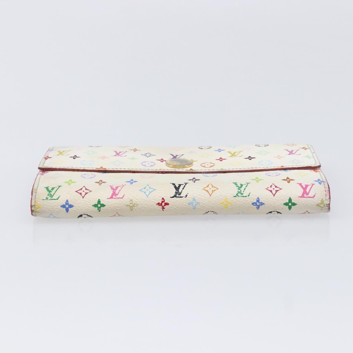 LOUIS VUITTON Long Wallet 2 Set White Red LV Auth BA17044