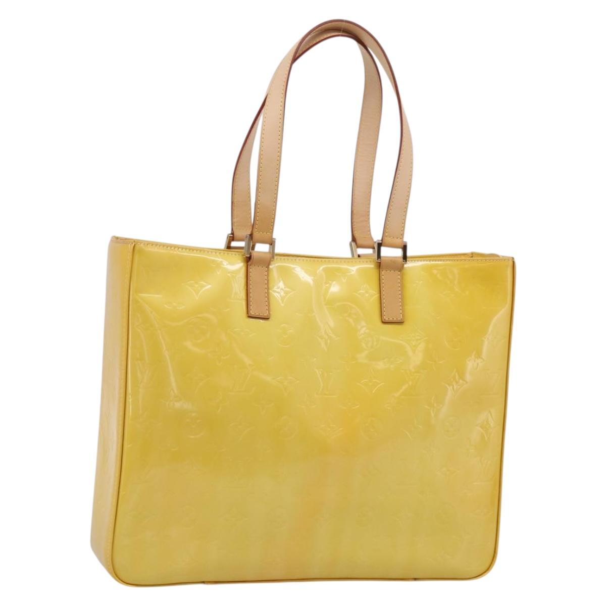 LOUIS VUITTON Monogram Vernis Columbus Tote Bag Lime Yellow M91047 Auth BA17047A