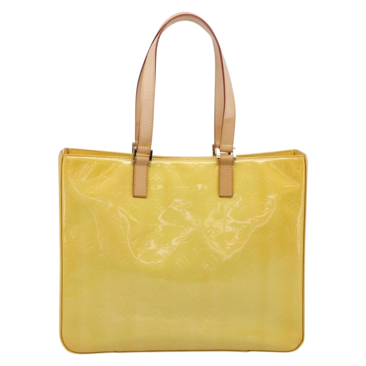 LOUIS VUITTON Monogram Vernis Columbus Tote Bag Lime Yellow M91047 Auth BA17047A