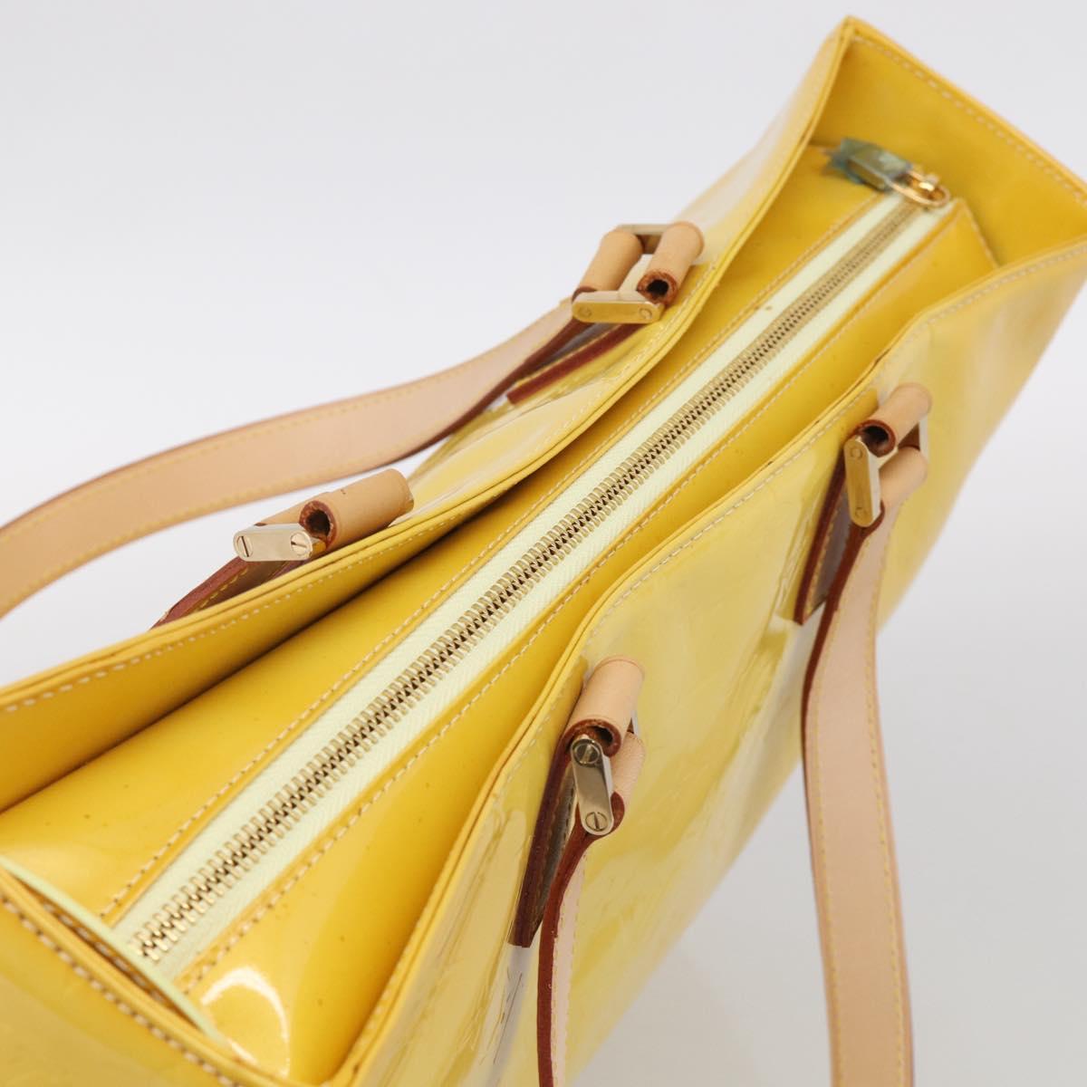 LOUIS VUITTON Monogram Vernis Columbus Tote Bag Lime Yellow M91047 Auth BA17047A