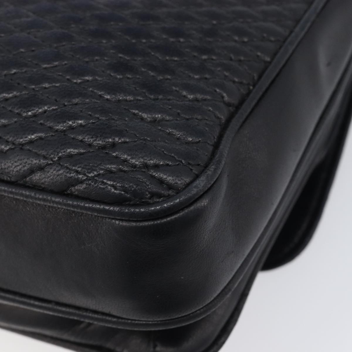 Bally Chain Shoulder Bag Leather Black Gold Auth BA17048