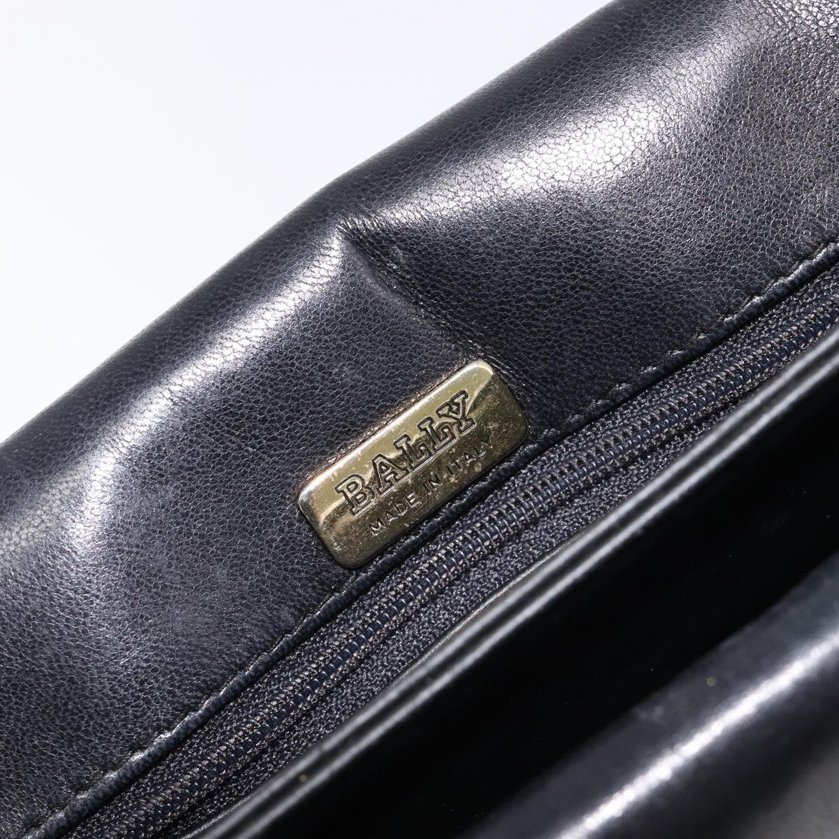 Bally Chain Shoulder Bag Leather Black Gold Auth BA17048