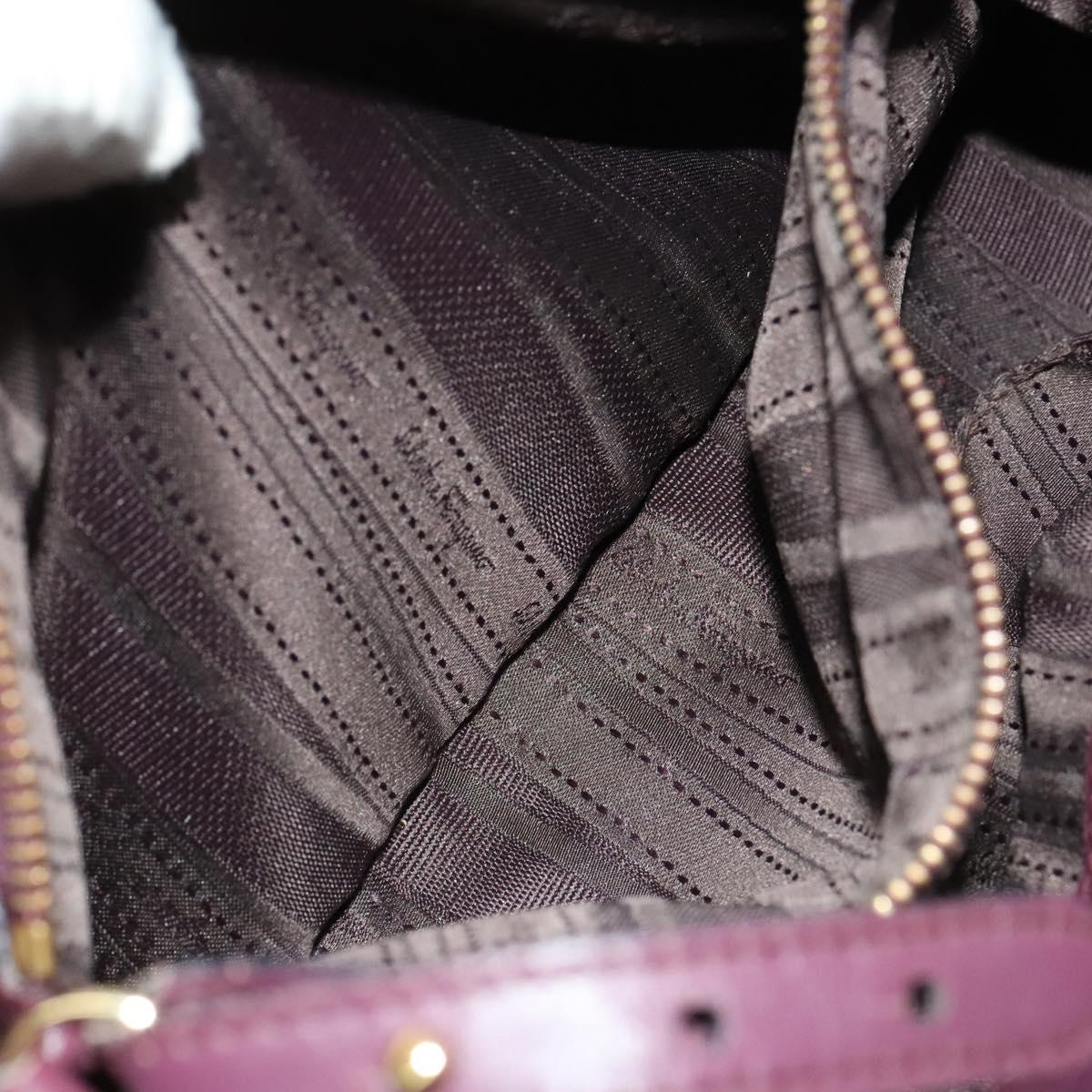 Salvatore Ferragamo Gancini Chain Hand Bag Leather 2way Purple Gold Auth BA1705