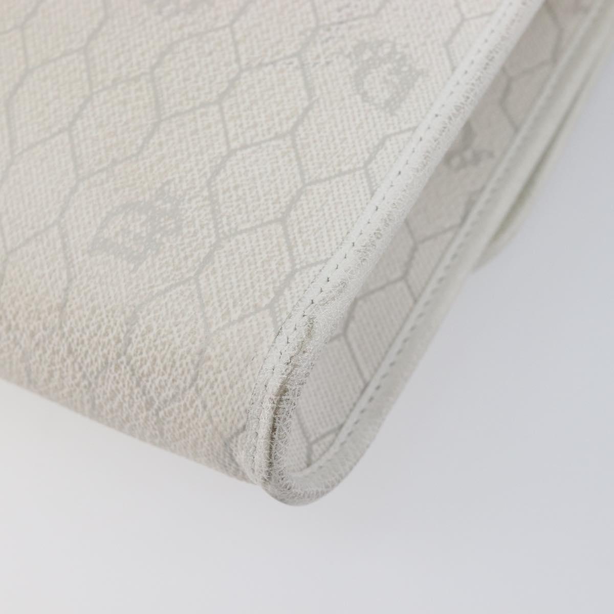 Christian Dior Honeycomb Chain Shoulder Bag PVC White Gold Auth BA17050