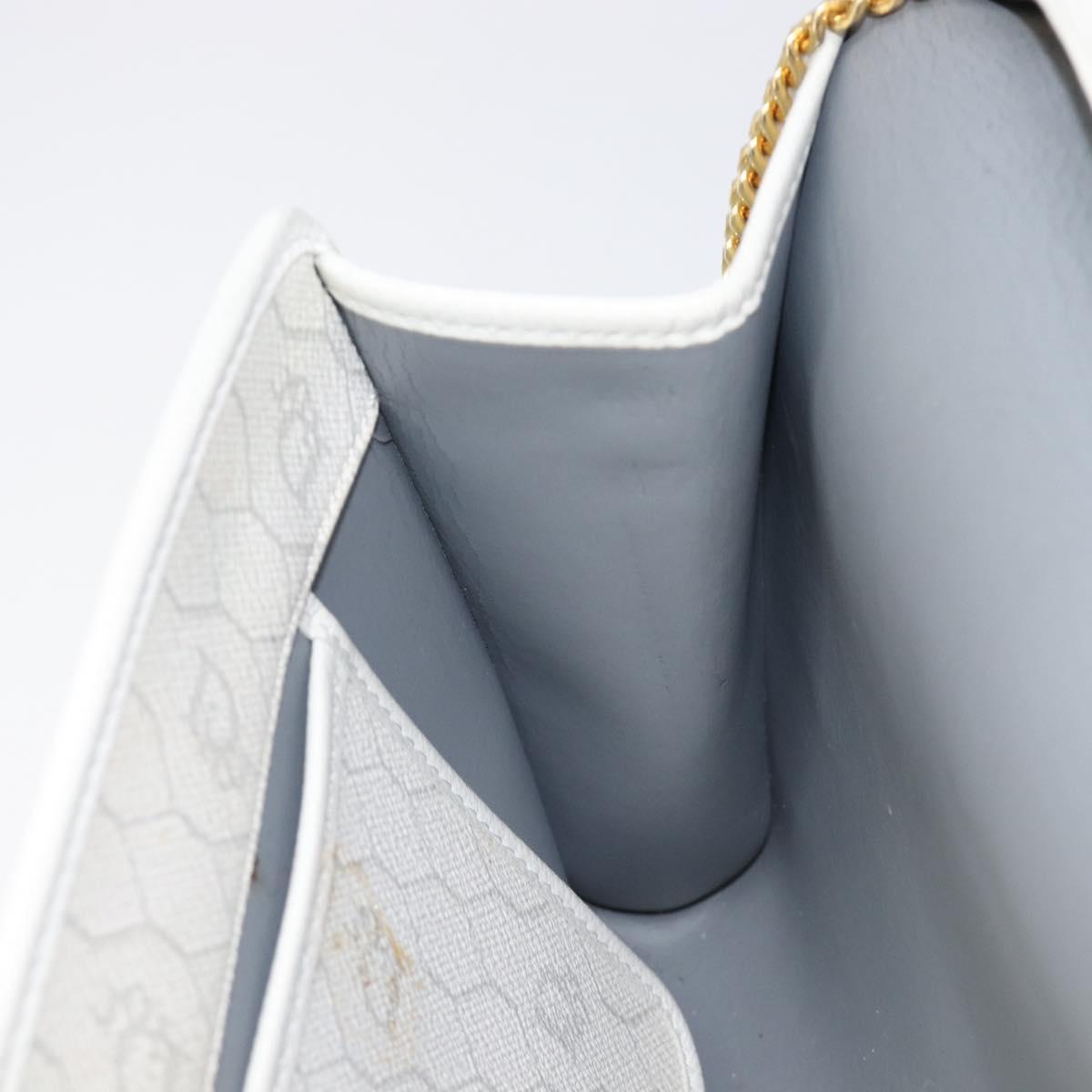Christian Dior Honeycomb Chain Shoulder Bag PVC White Gold Auth BA17050