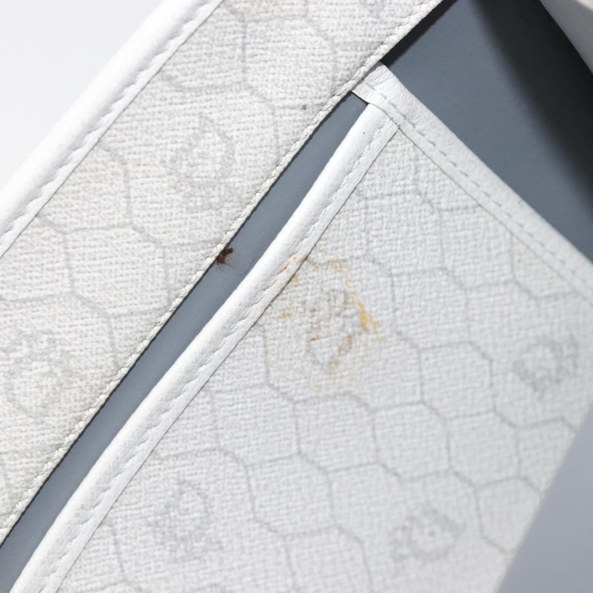 Christian Dior Honeycomb Chain Shoulder Bag PVC White Gold Auth BA17050