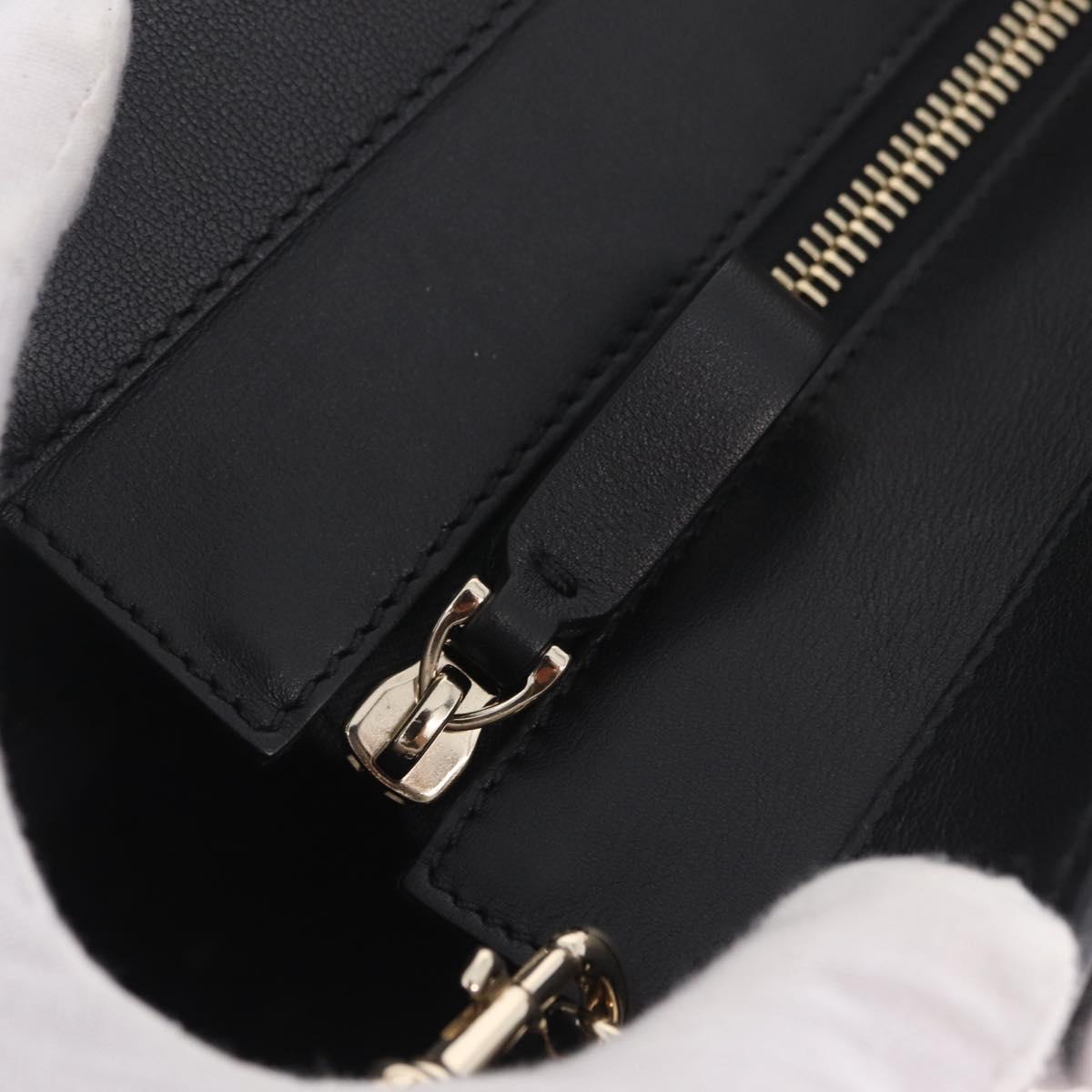 Valentino Rock Studs Hand Bag Leather 2way Black Gold Auth BA17055V