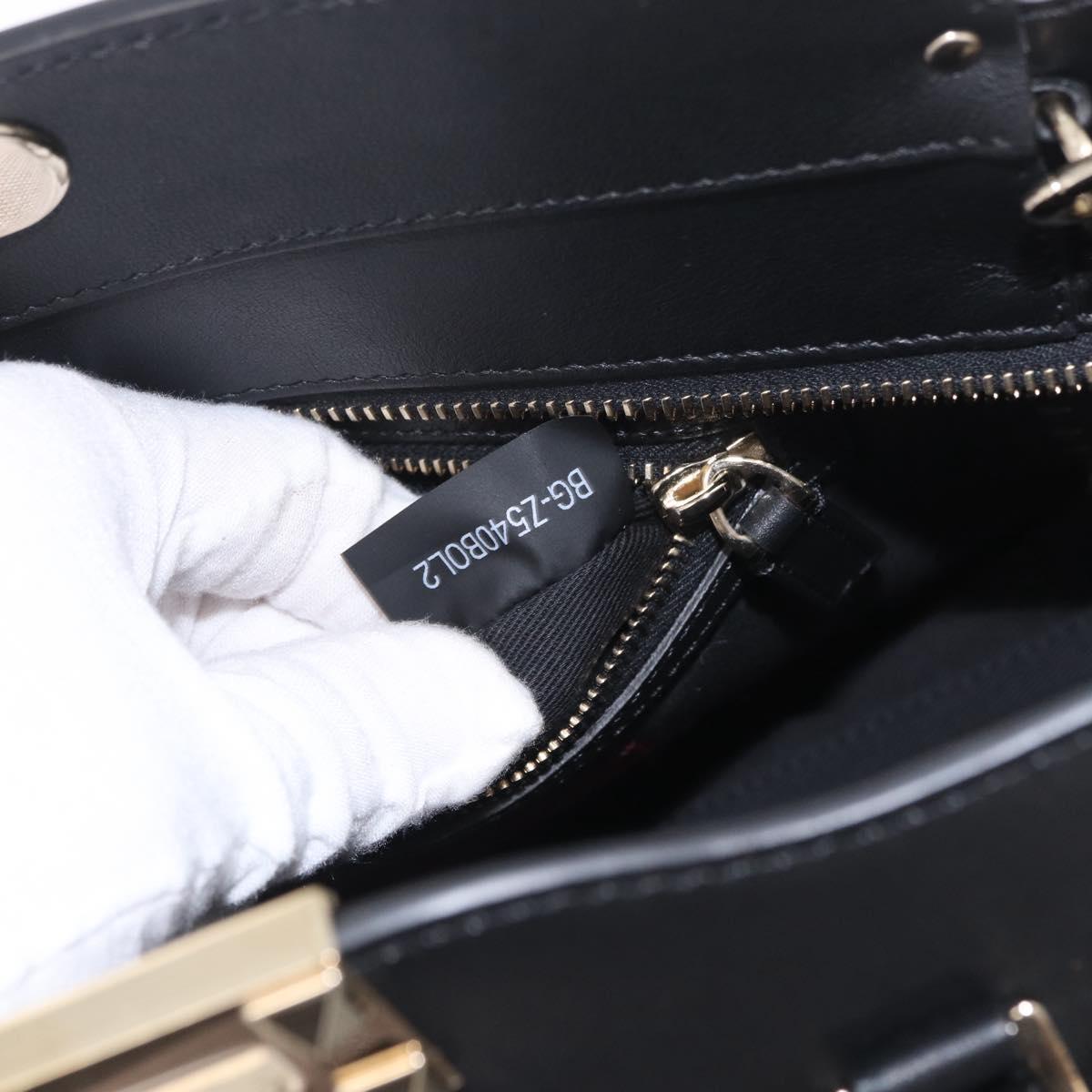 Valentino Rock Studs Hand Bag Leather 2way Black Gold Auth BA17055V