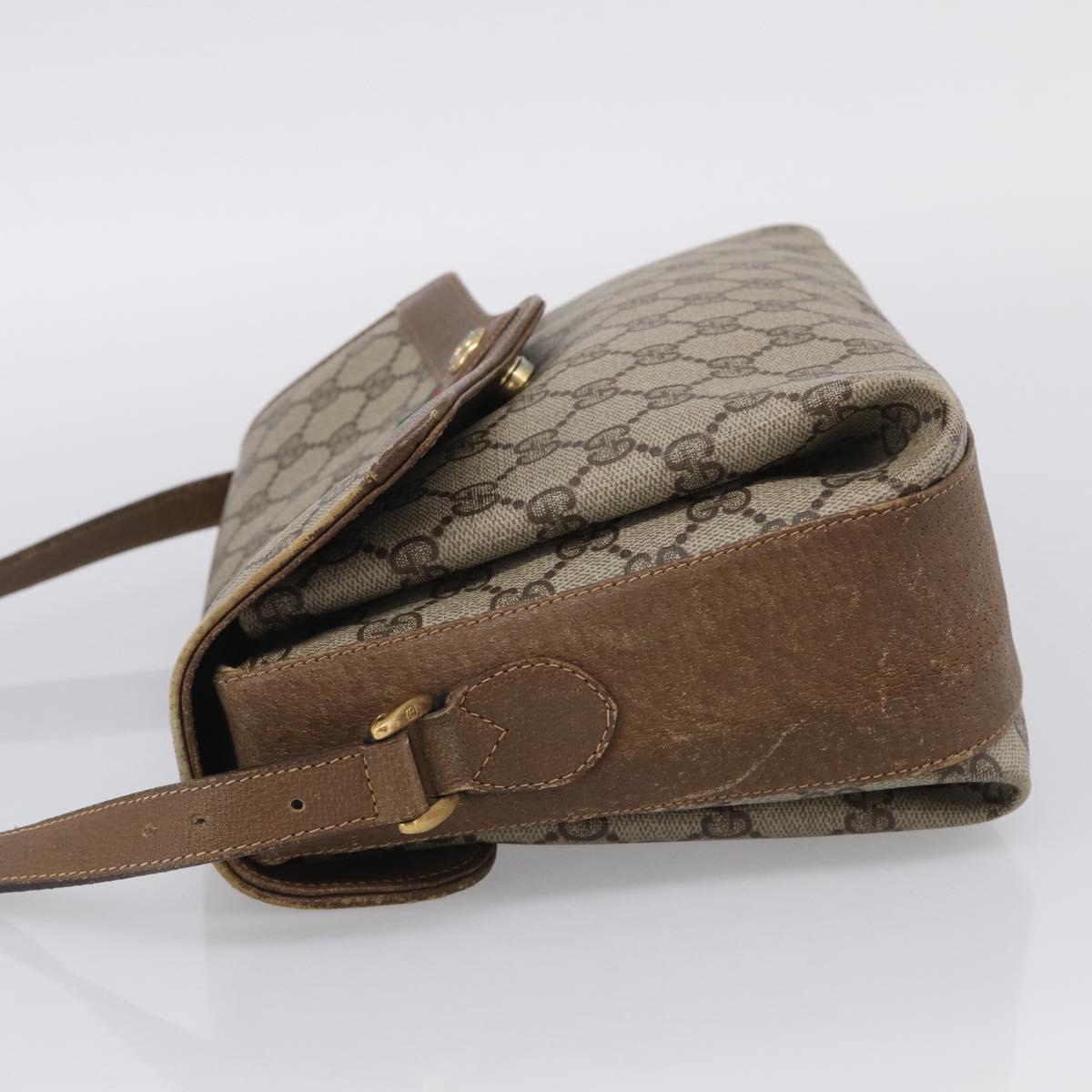 GUCCI GG Supreme Web Sherry Line Shoulder Bag PVC Beige 904 02 084 Auth BA17063