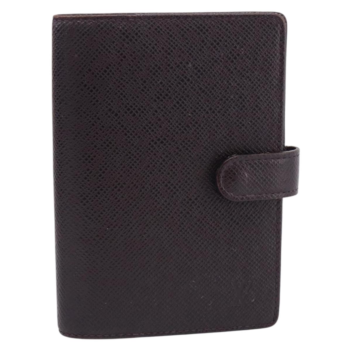 LOUIS VUITTON Taiga Agenda PM Day Planner Cover Acajou R20416 LV Auth BA17068