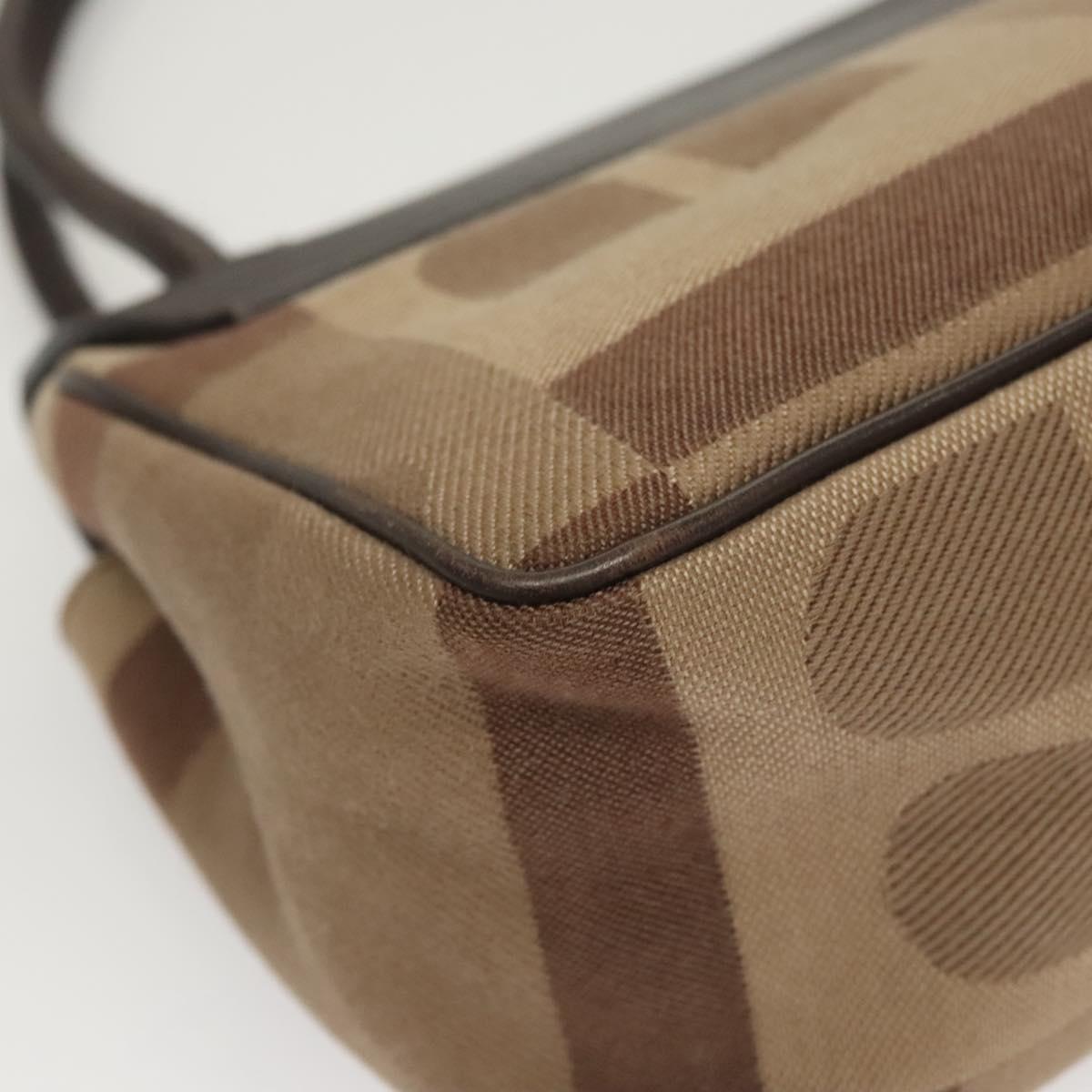 BALLY Shoulder Bag Canvas Leather Brown Gold Auth BA1707