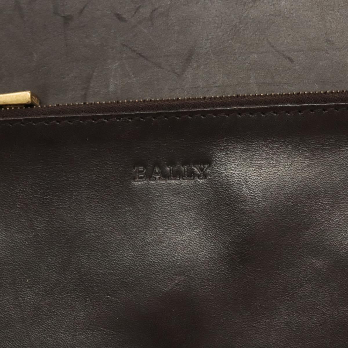 BALLY Shoulder Bag Canvas Leather Brown Gold Auth BA1707