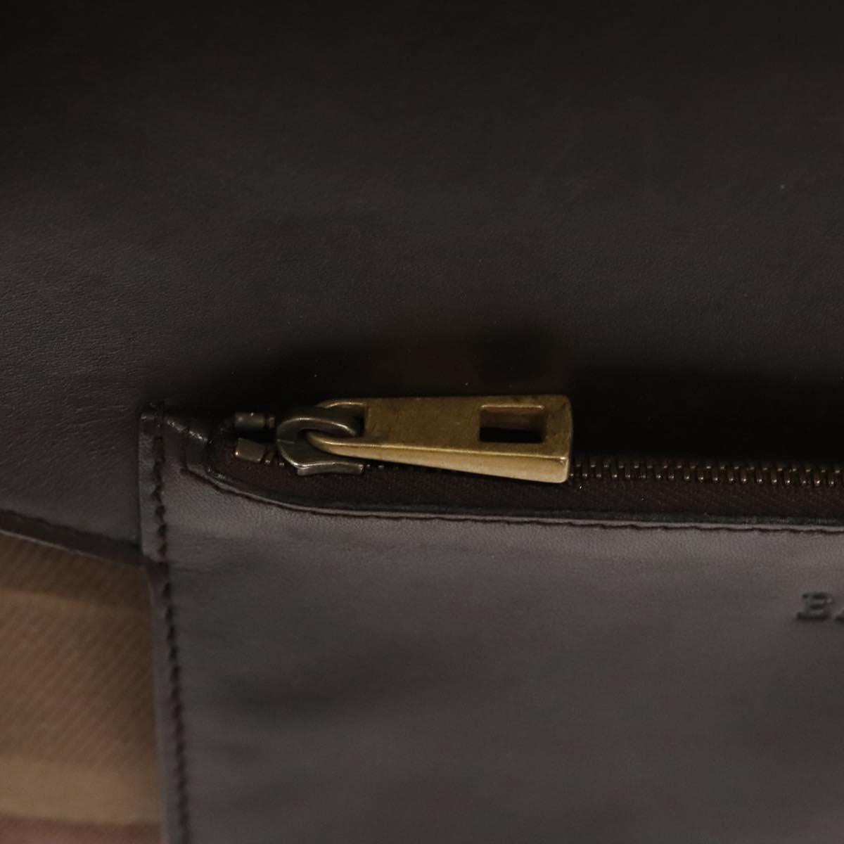 BALLY Shoulder Bag Canvas Leather Brown Gold Auth BA1707