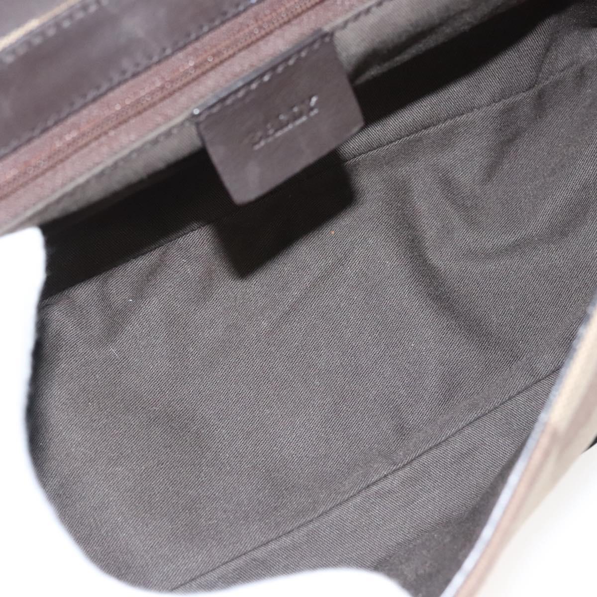 BALLY Shoulder Bag Canvas Leather Brown Gold Auth BA1707
