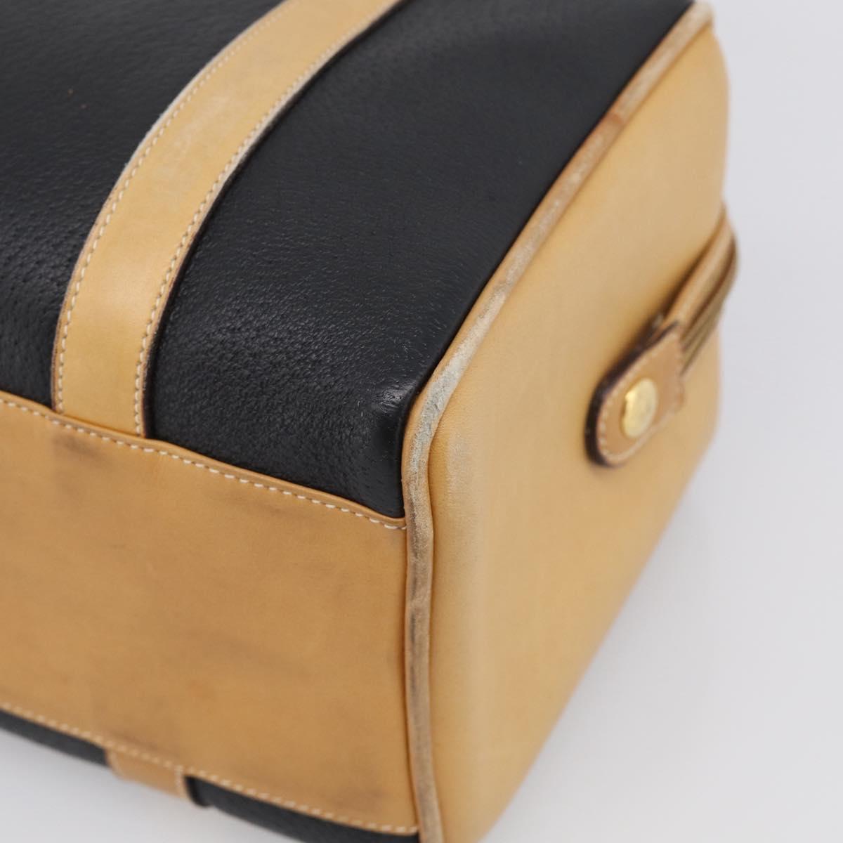 GUCCI Hand Bag Leather Black Gold 000 58 0140 Auth BA17073