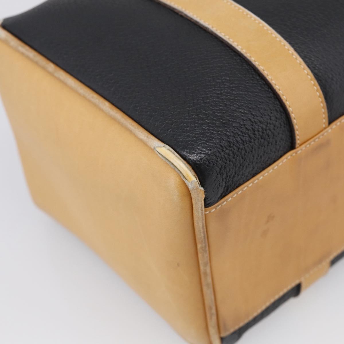 GUCCI Hand Bag Leather Black Gold 000 58 0140 Auth BA17073
