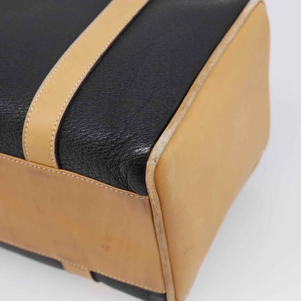 GUCCI Hand Bag Leather Black Gold 000 58 0140 Auth BA17073