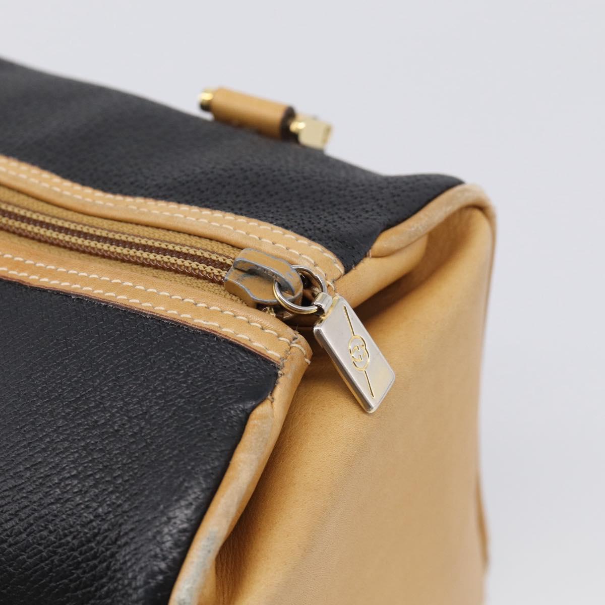 GUCCI Hand Bag Leather Black Gold 000 58 0140 Auth BA17073