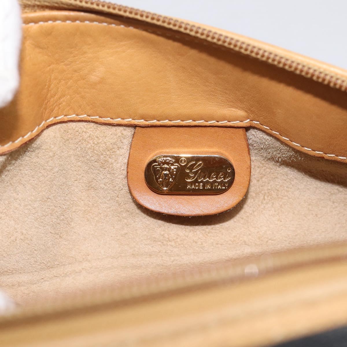 GUCCI Hand Bag Leather Black Gold 000 58 0140 Auth BA17073