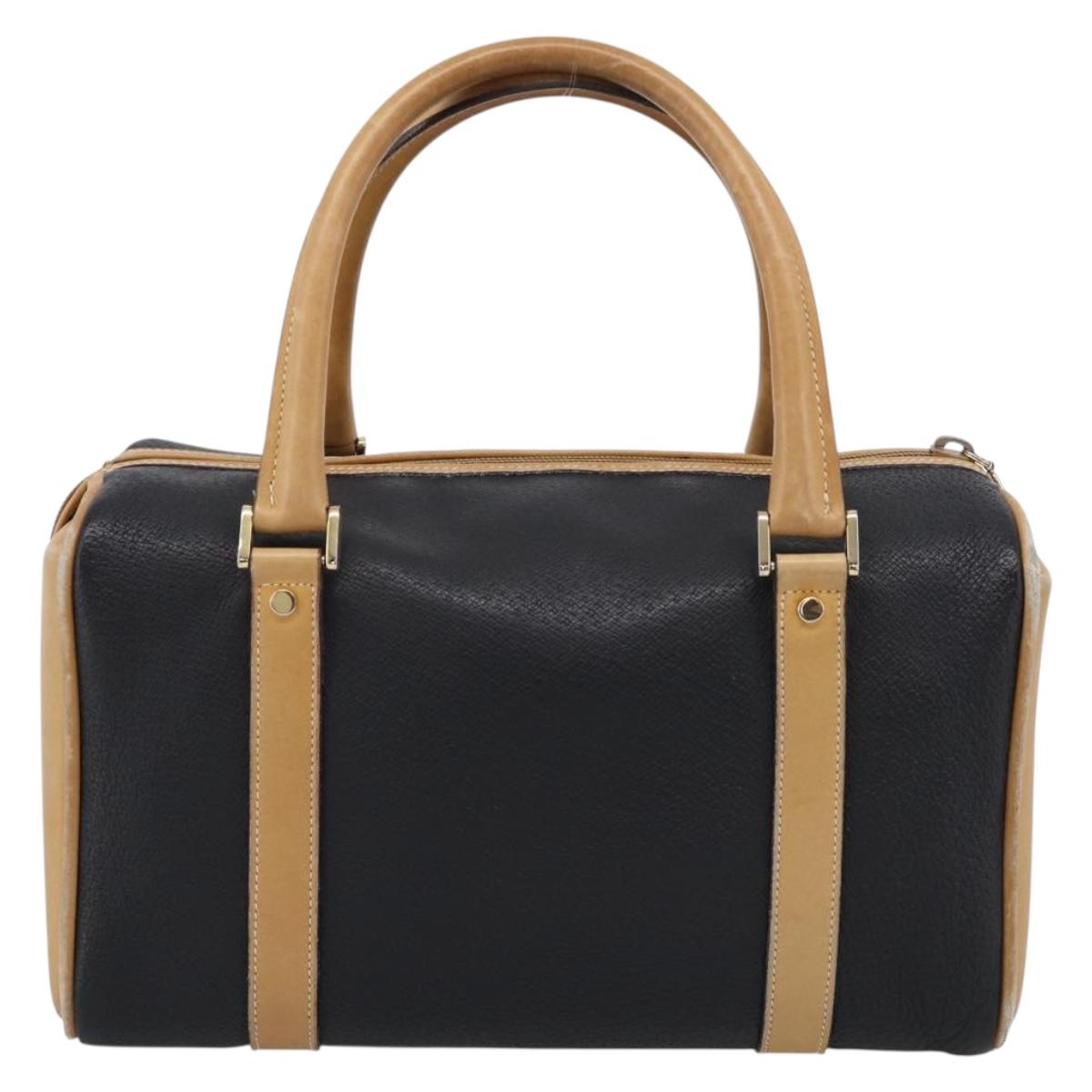 GUCCI Hand Bag Leather Black Gold 000 58 0140 Auth BA17073
