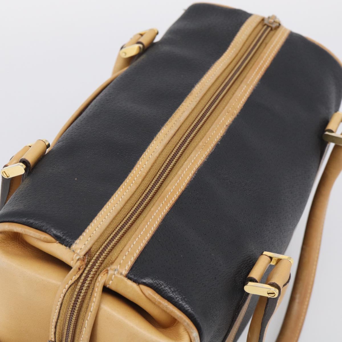 GUCCI Hand Bag Leather Black Gold 000 58 0140 Auth BA17073