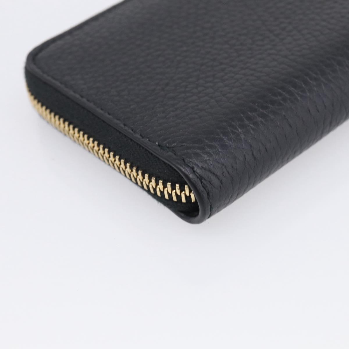 BURBERRY Coin Purse Leather Black Gold Auth BA17074A