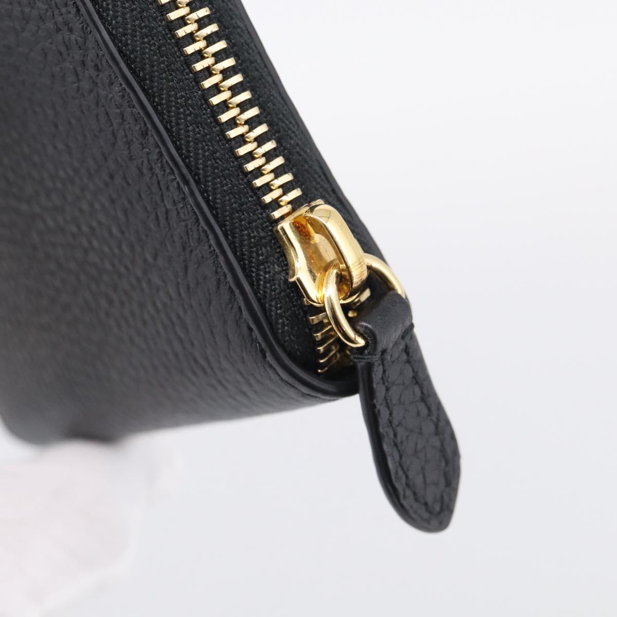 BURBERRY Coin Purse Leather Black Gold Auth BA17074A