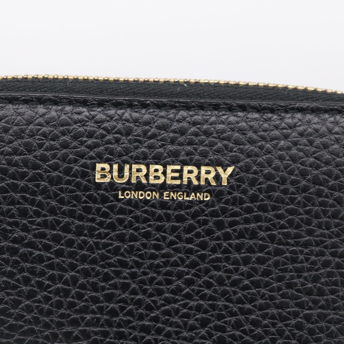 BURBERRY Coin Purse Leather Black Gold Auth BA17074A