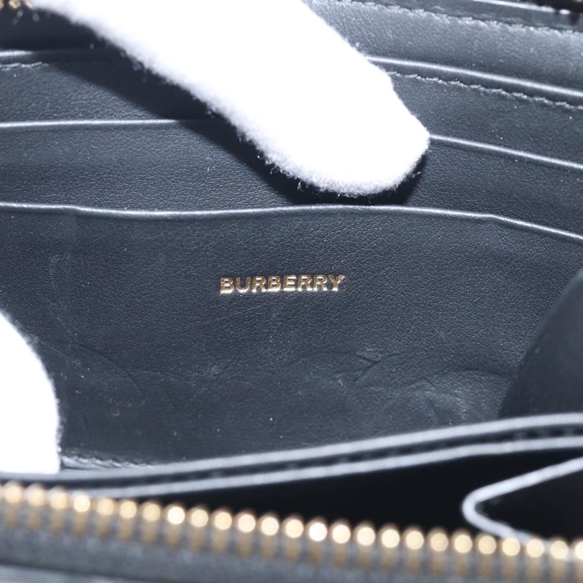 BURBERRY Coin Purse Leather Black Gold Auth BA17074A