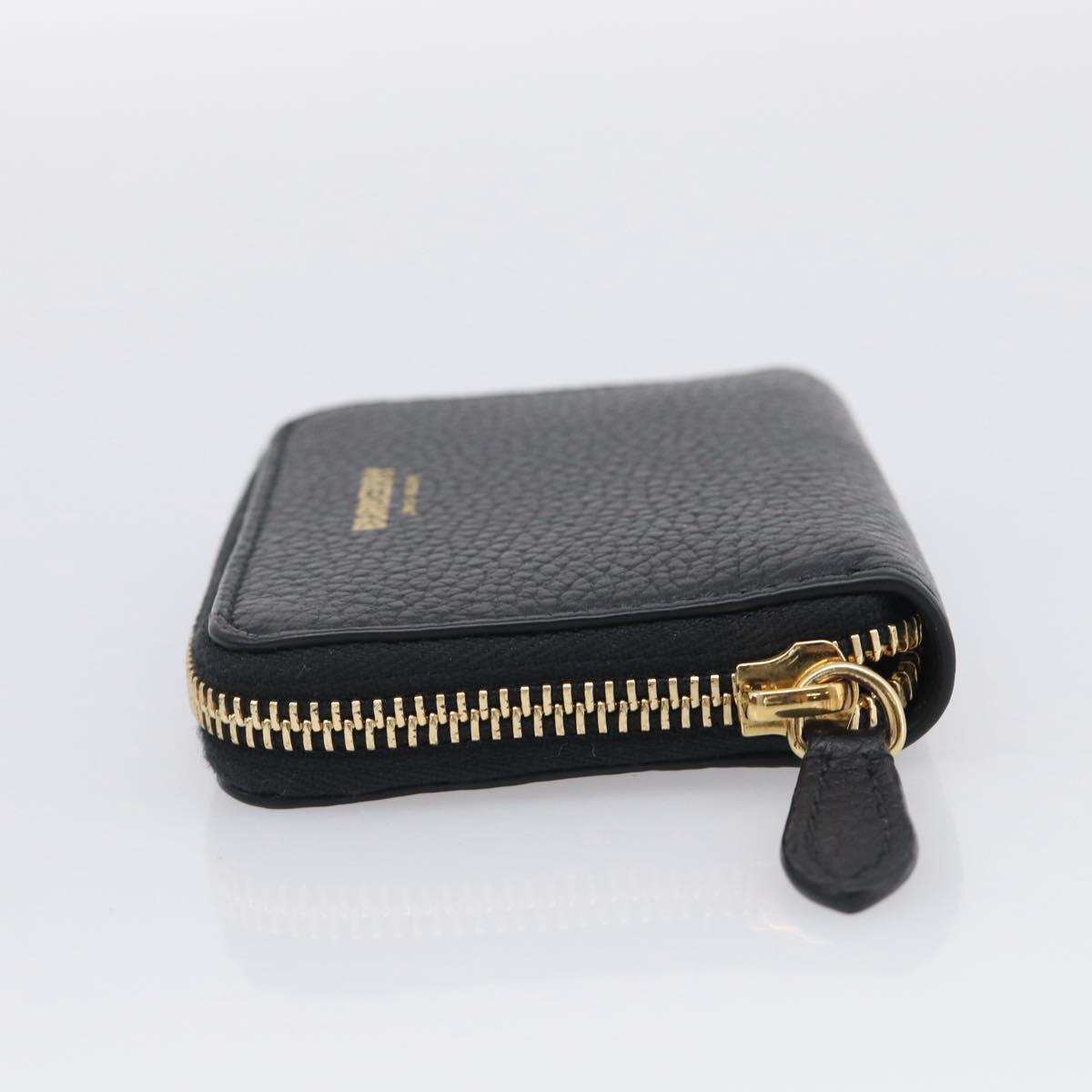 BURBERRY Coin Purse Leather Black Gold Auth BA17074A
