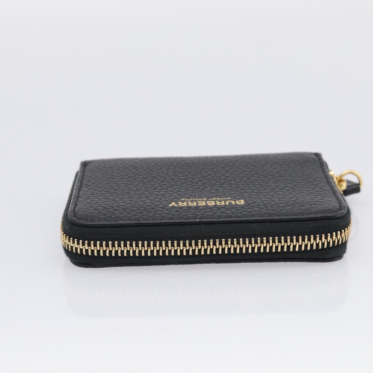 BURBERRY Coin Purse Leather Black Gold Auth BA17074A