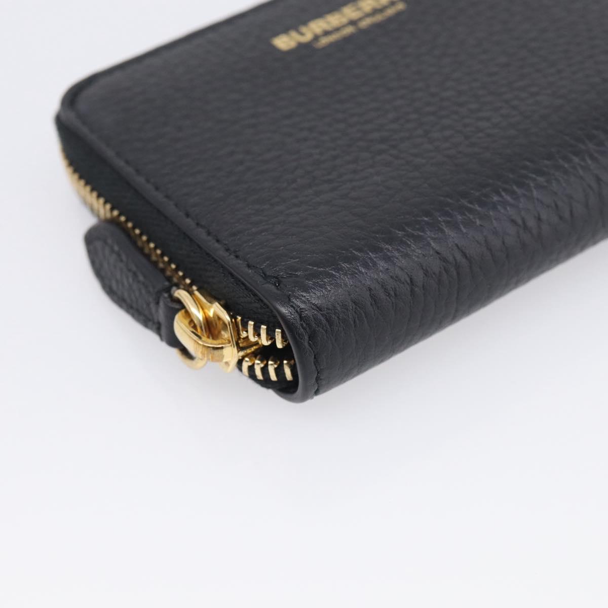 BURBERRY Coin Purse Leather Black Gold Auth BA17074A