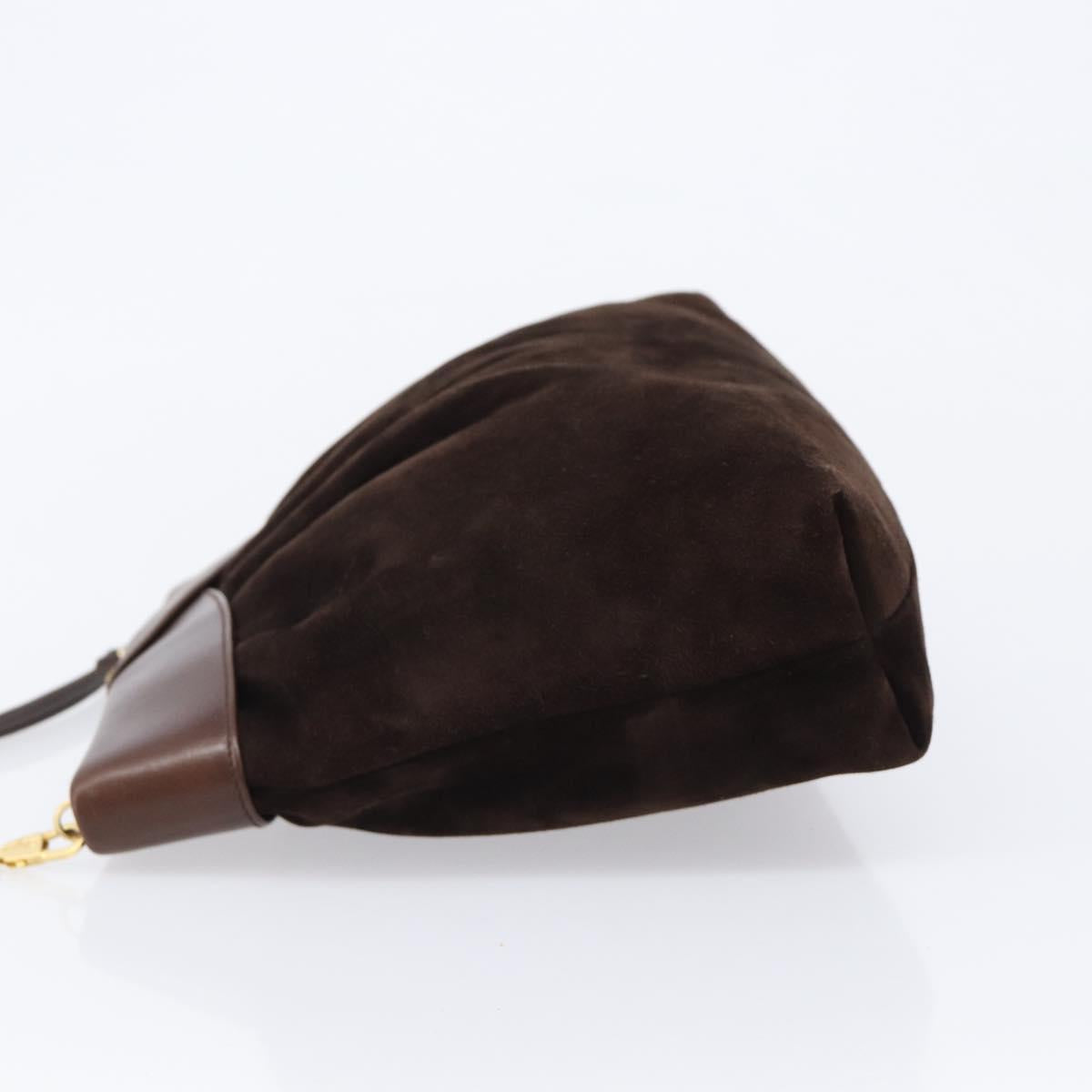 Salvatore Ferragamo Shoulder Bag Suede Brown Gold Auth BA17084