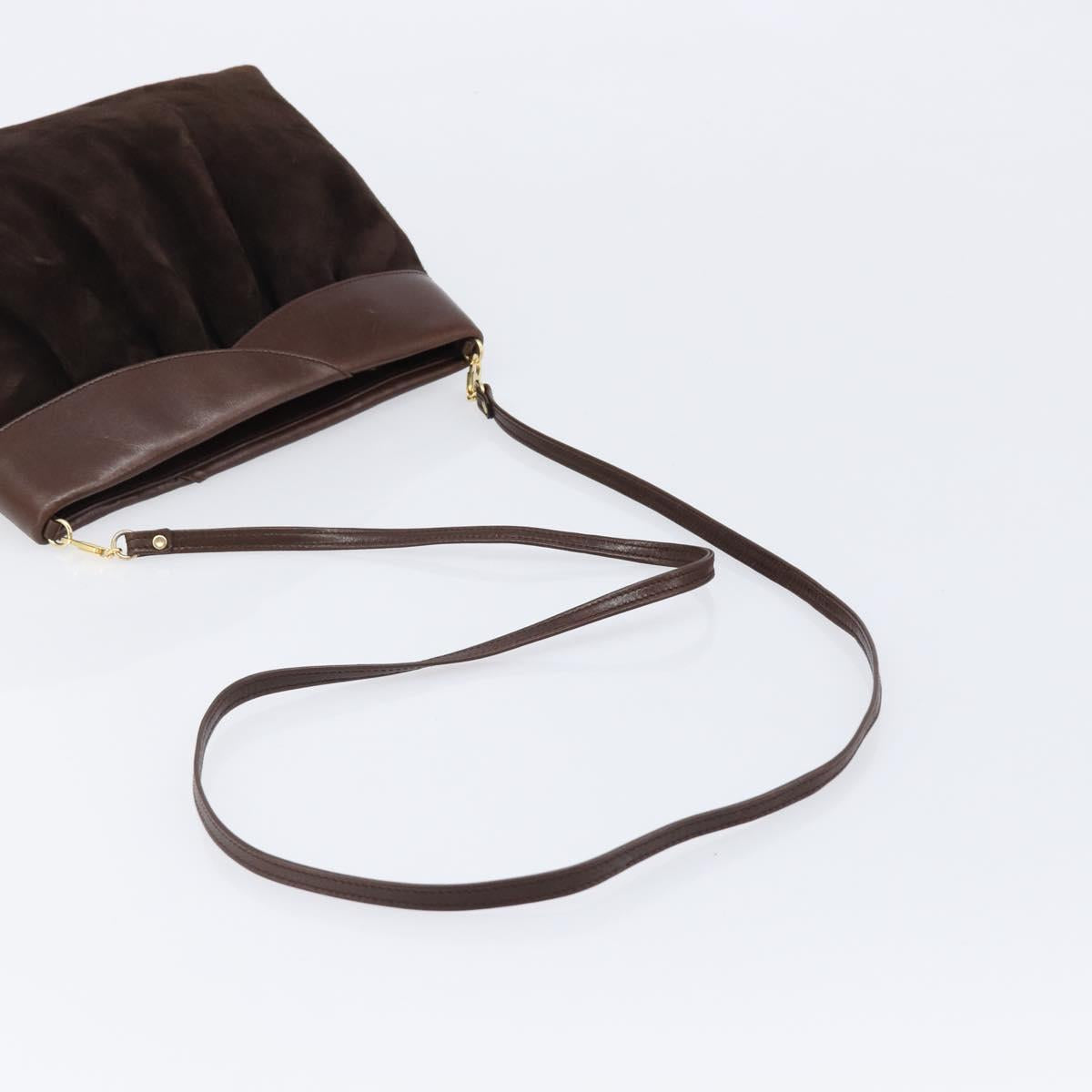 Salvatore Ferragamo Shoulder Bag Suede Brown Gold Auth BA17084