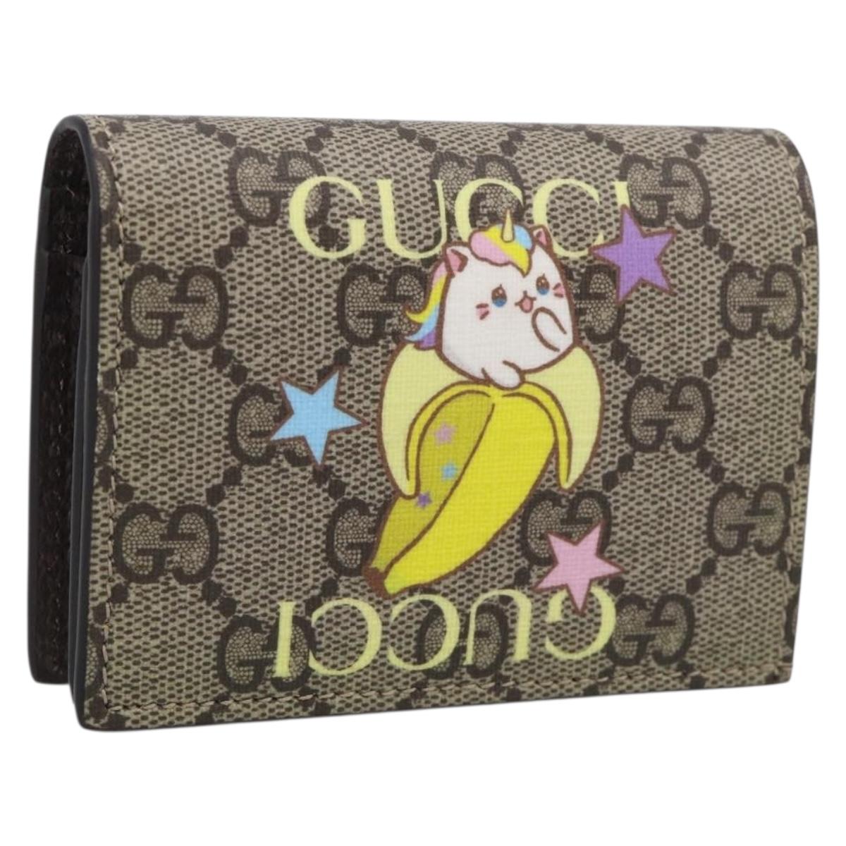 GUCCI GG Supreme Bananya Collaboration Wallet PVC Beige 701009 Auth BA17085M