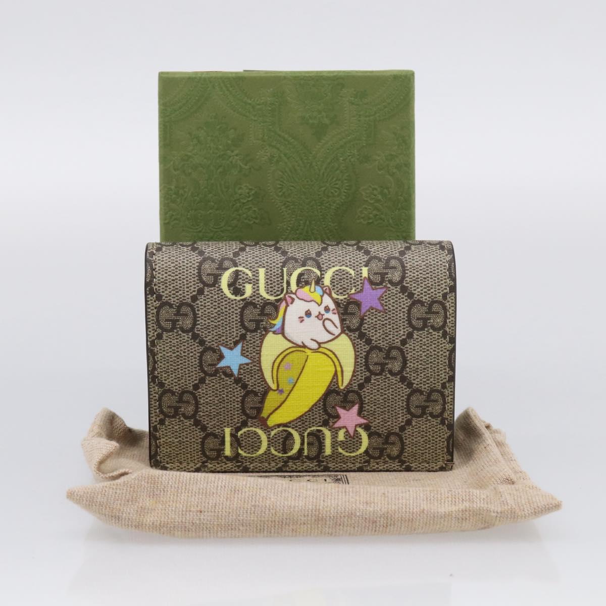 GUCCI GG Supreme Bananya Collaboration Wallet PVC Beige 701009 Auth BA17085M