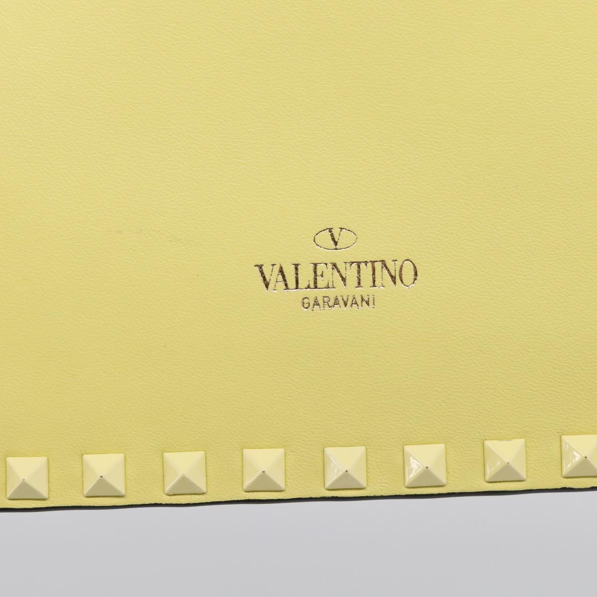 Valentino Clutch Bag Leather Yellow Gold Auth BA17087A
