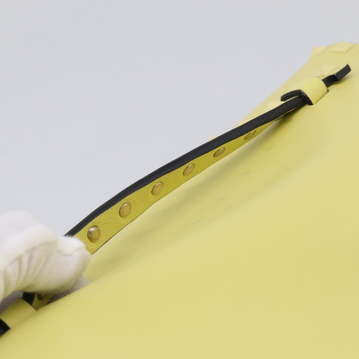 Valentino Clutch Bag Leather Yellow Gold Auth BA17087A