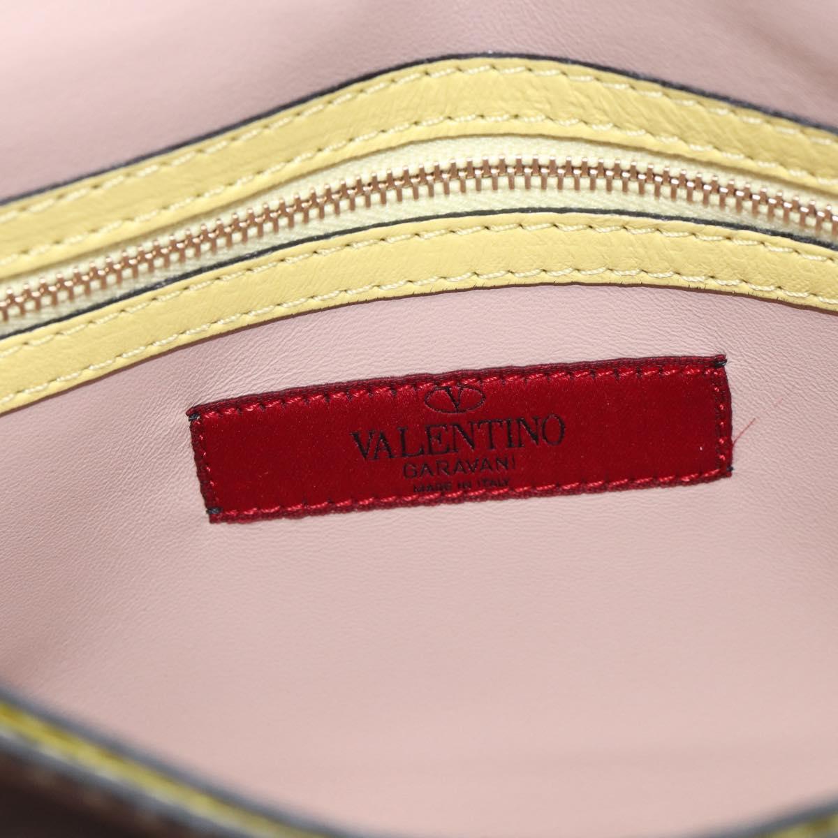 Valentino Clutch Bag Leather Yellow Gold Auth BA17087A