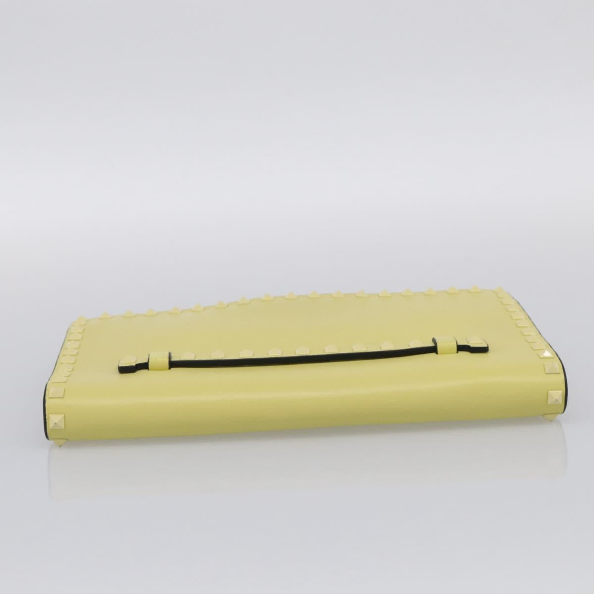 Valentino Clutch Bag Leather Yellow Gold Auth BA17087A