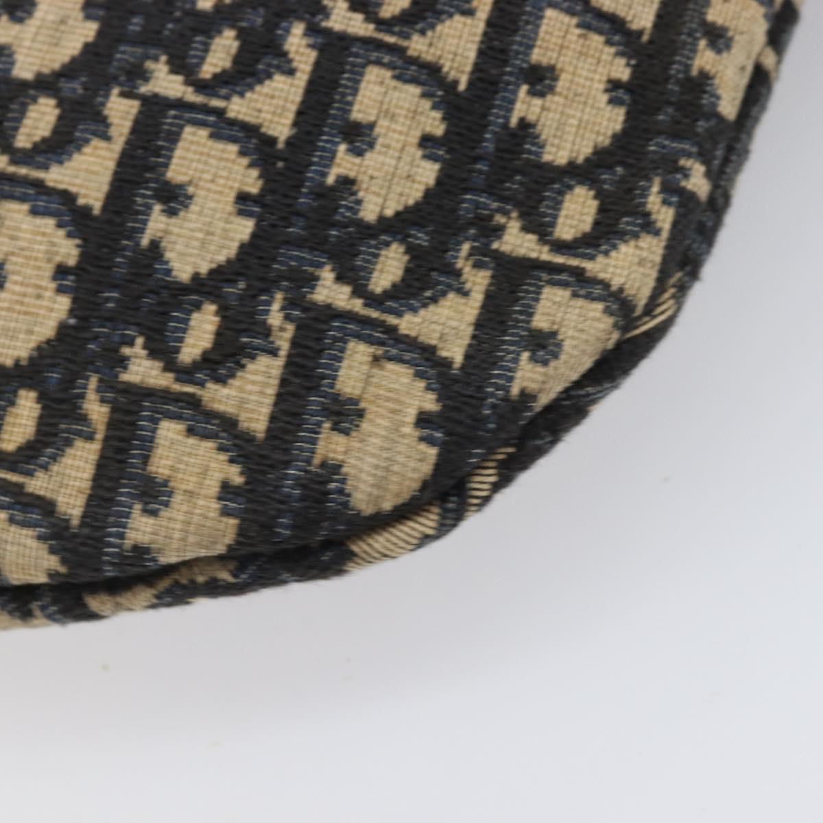 Christian Dior Trotter Canvas Shoulder Bag Navy Gold Auth BA17088