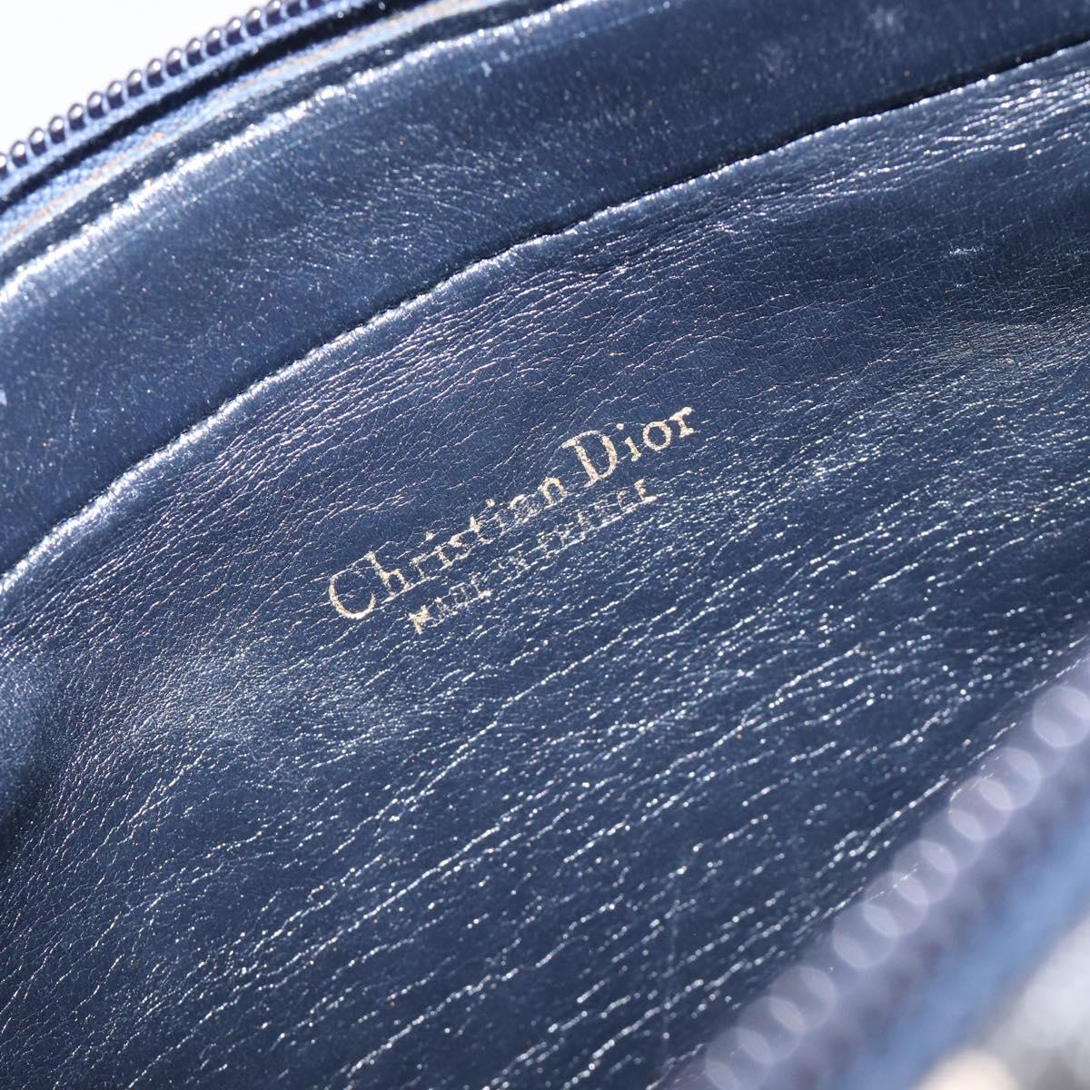 Christian Dior Trotter Canvas Shoulder Bag Navy Gold Auth BA17088