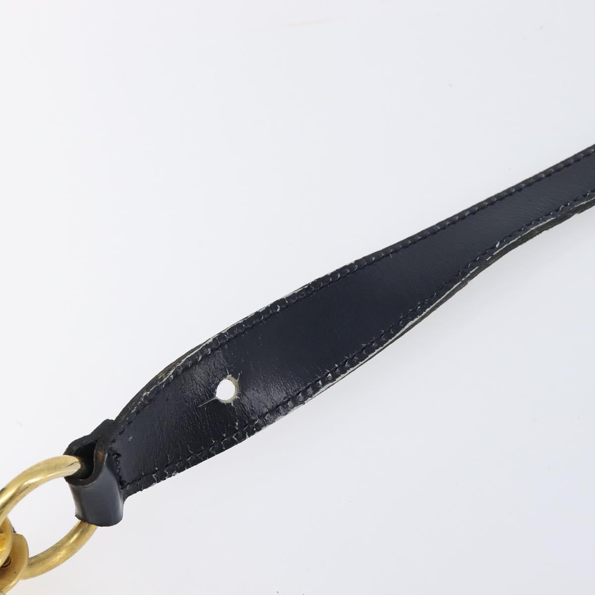 Christian Dior Trotter Canvas Shoulder Bag Navy Gold Auth BA17088