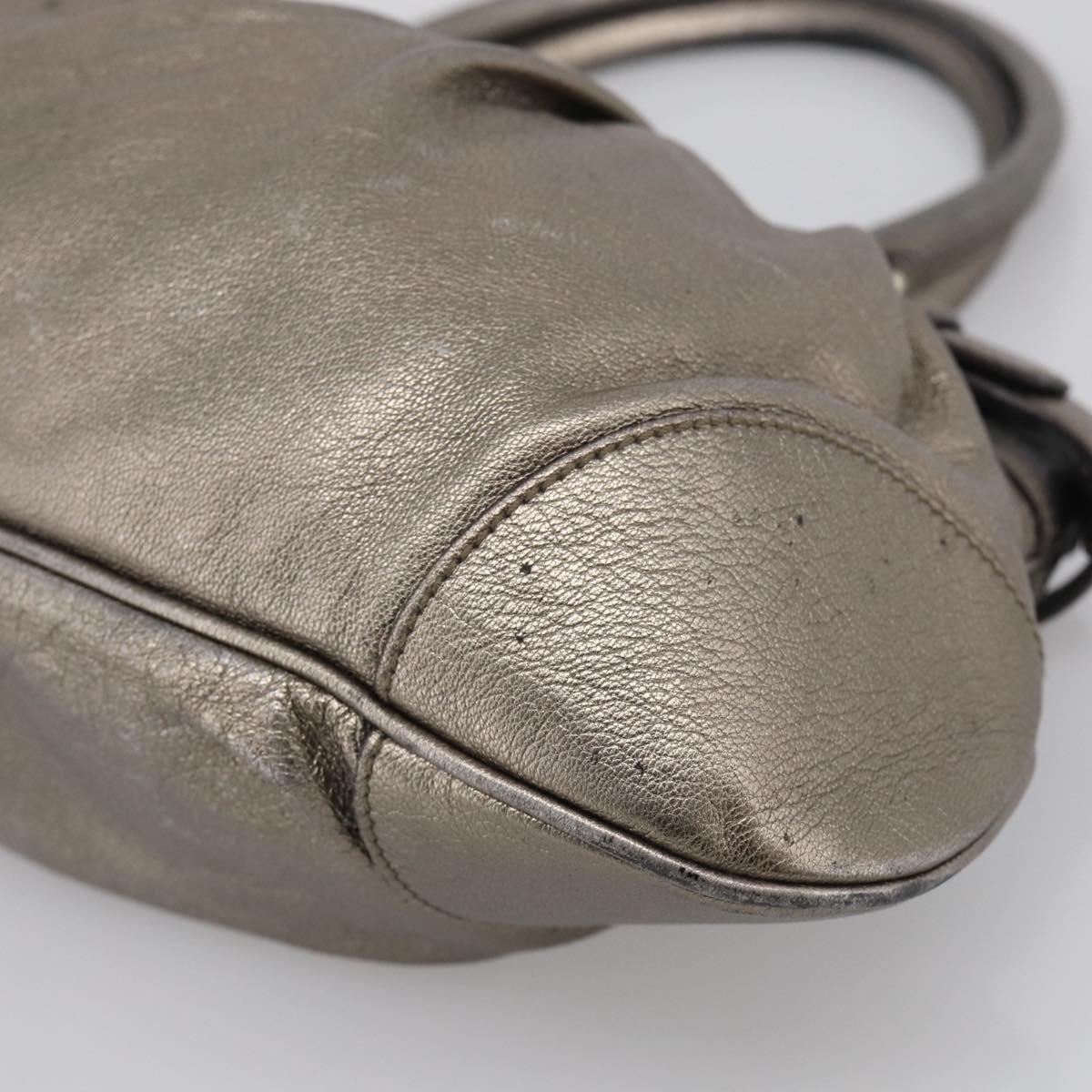 Salvatore Ferragamo Gancini Hand Bag Leather Silver Gold Auth BA17089