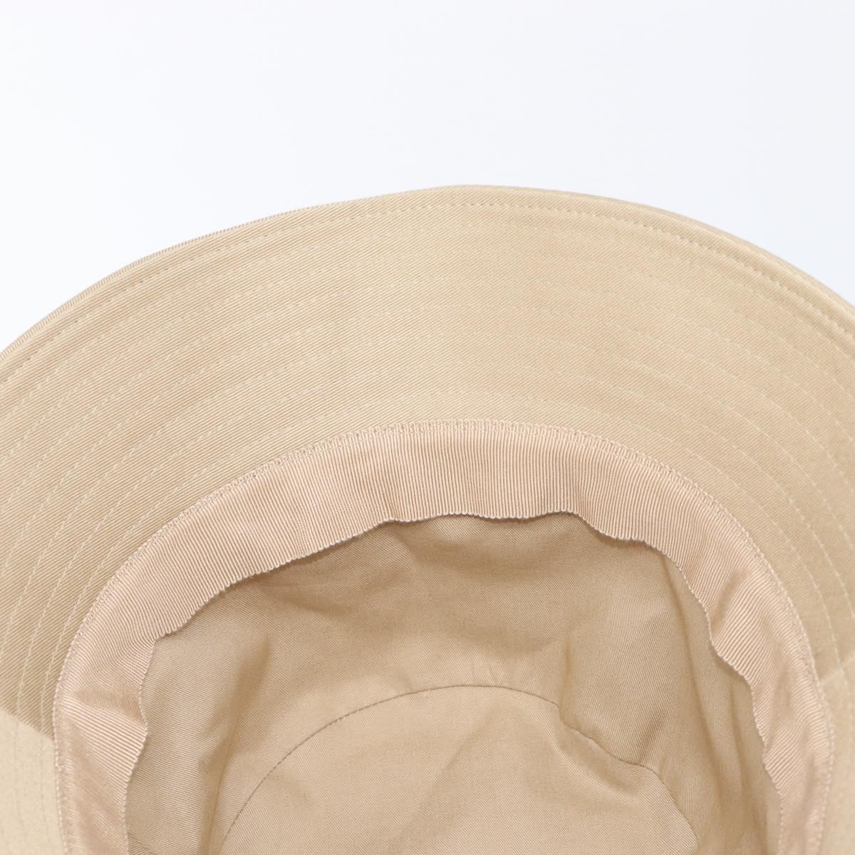 CELINE Bucket Hat Cotton Beige White Auth BA17093M