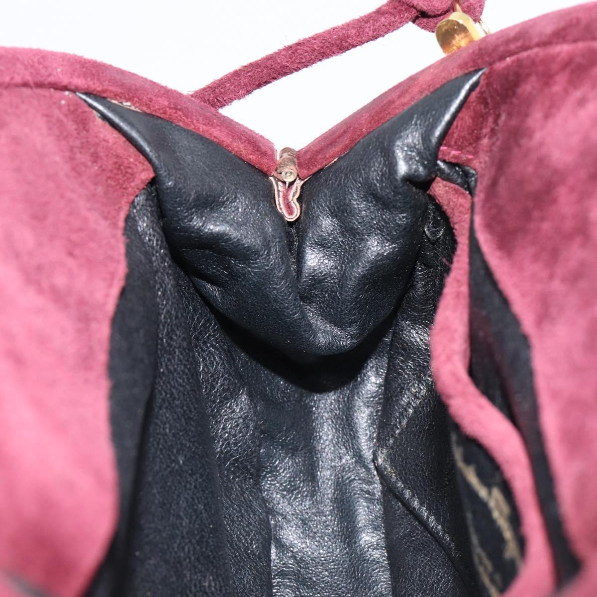Salvatore Ferragamo Shoulder Bag Suede Bordeaux Gold Auth BA17103