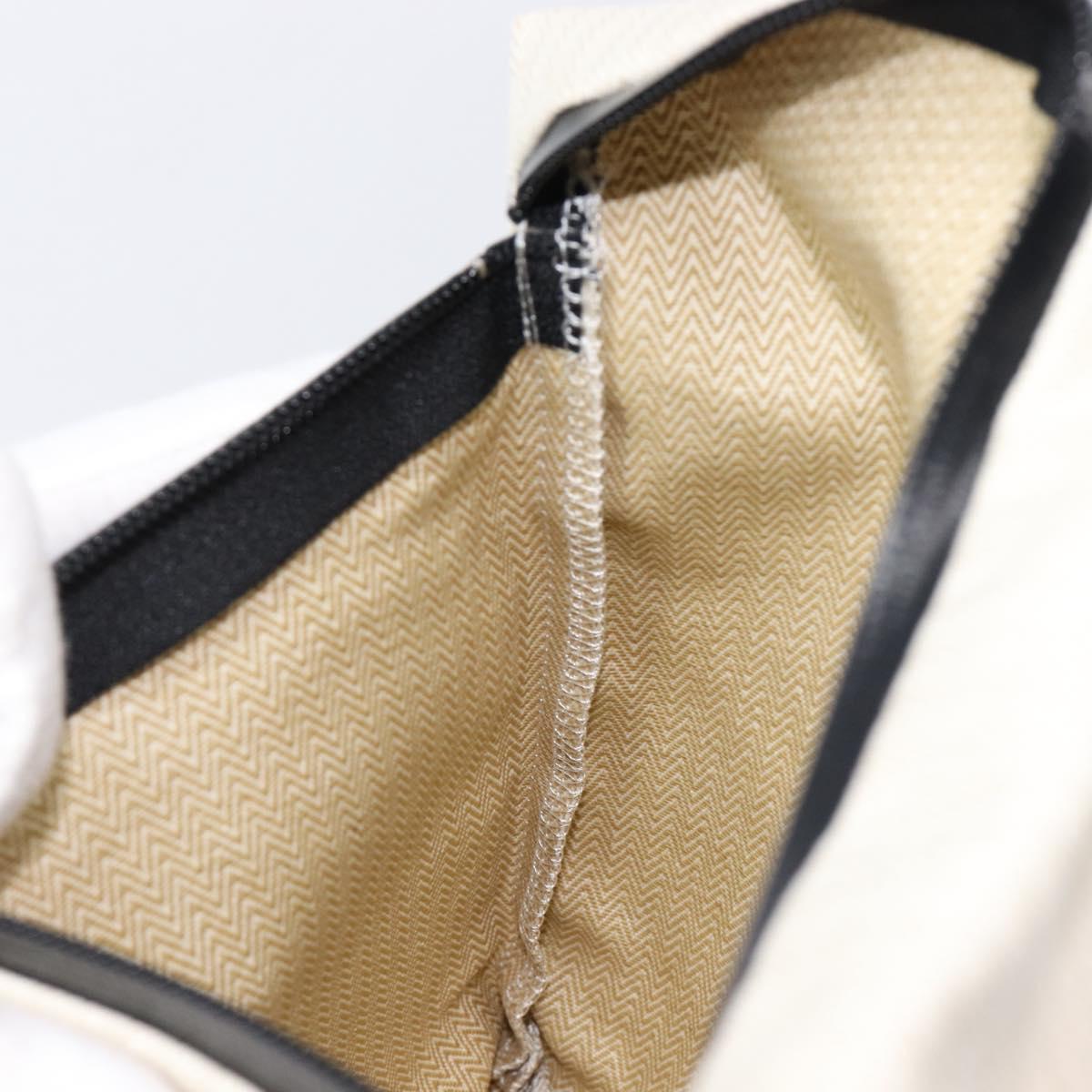 HERMES BAIN Pouch Canvas White Black Auth BA17107