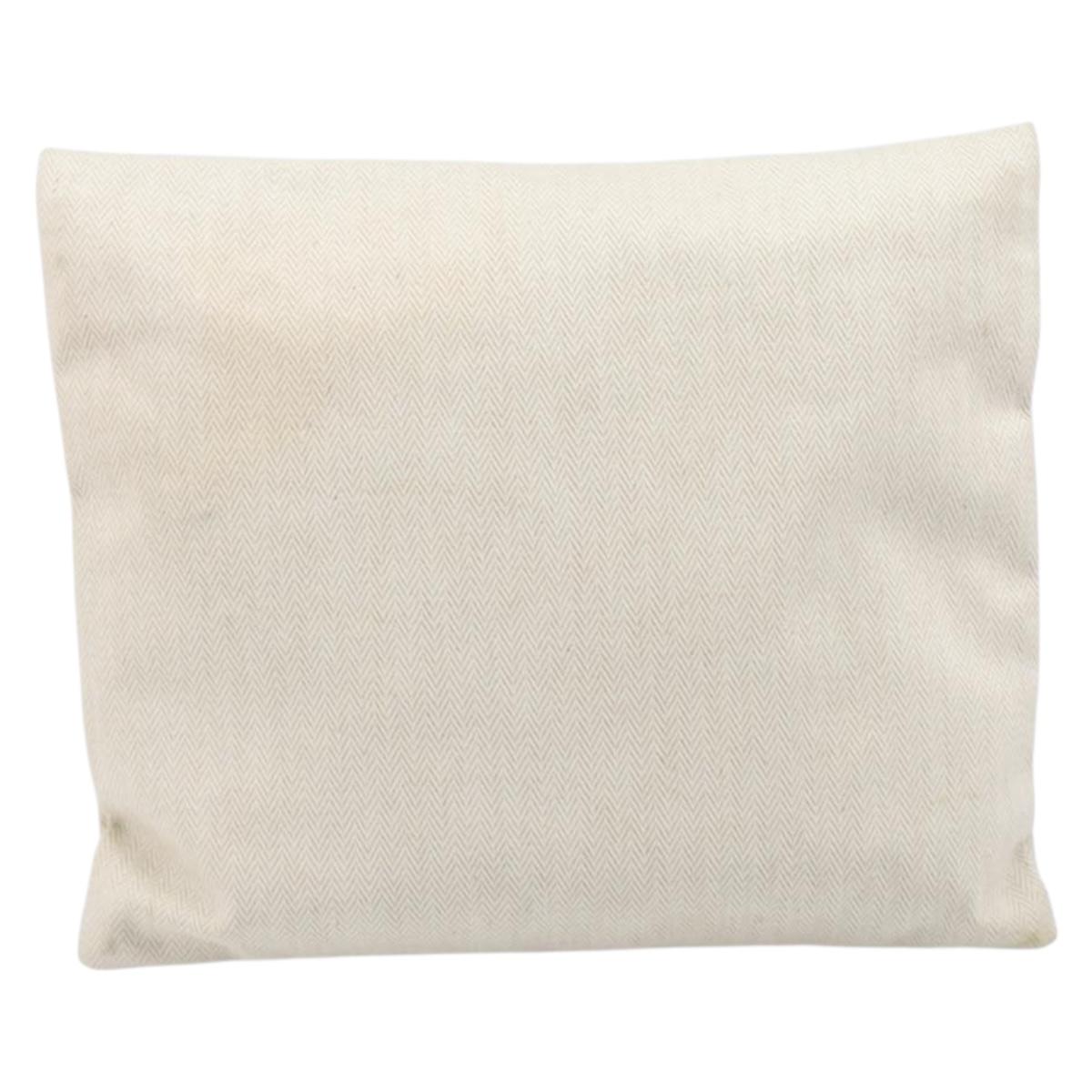 HERMES BAIN Pouch Canvas White Black Auth BA17107