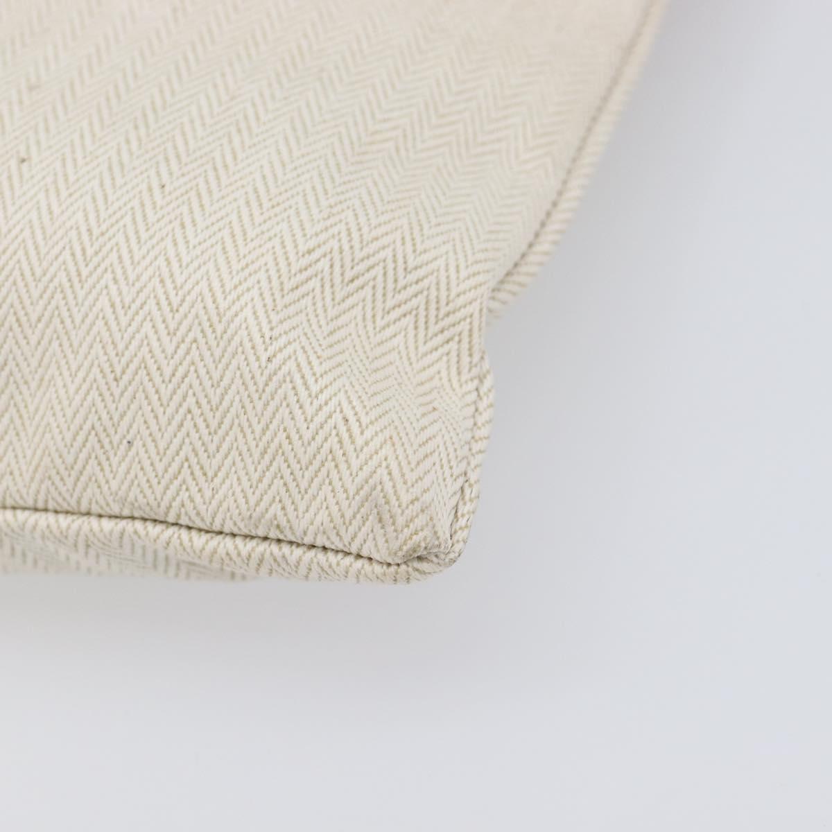 HERMES BAIN Pouch Canvas White Black Auth BA17107