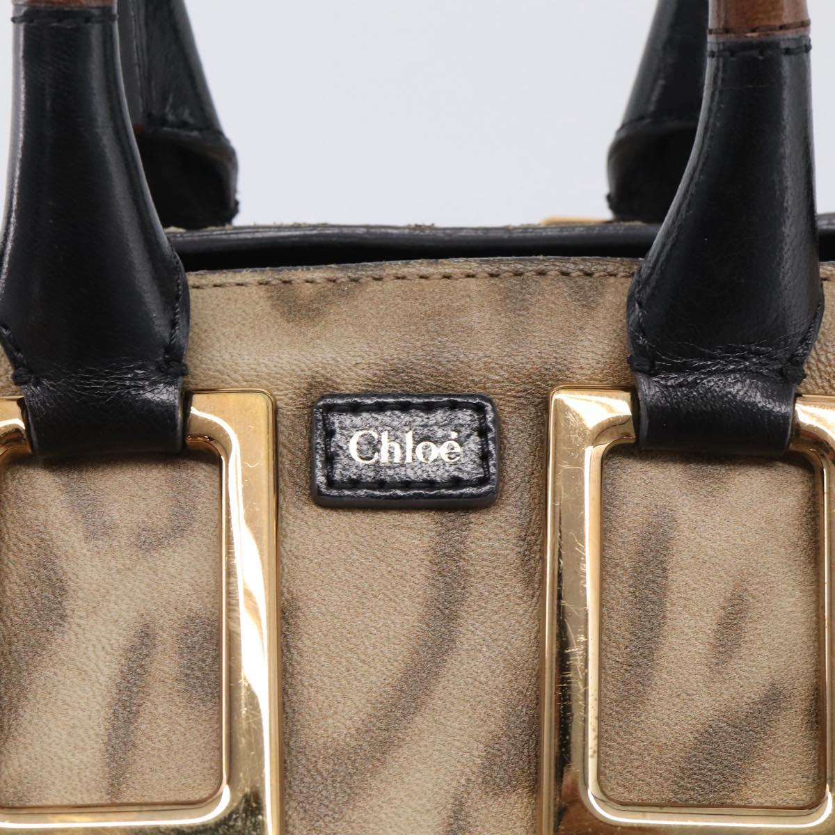 Chloe Etel Hand Bag Leather 2way Beige Gold Auth BA17109